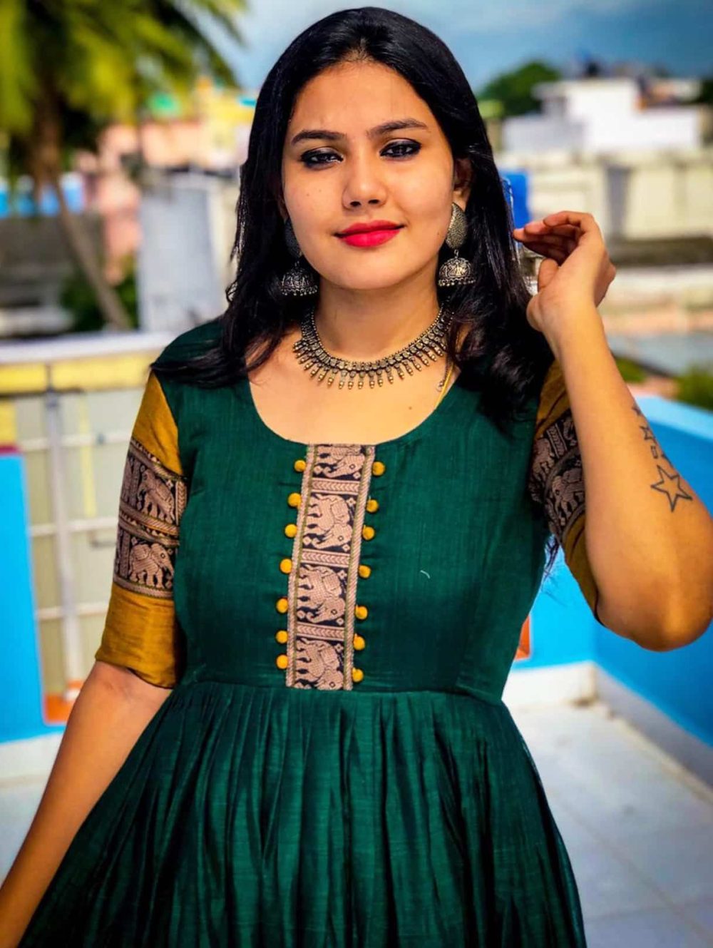 Green Narayanpet gown