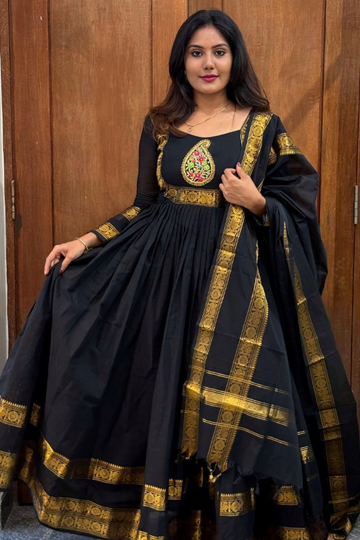 earrings to wear with gold sequin dress Arasi Black Unique Ethnic Dress Collection