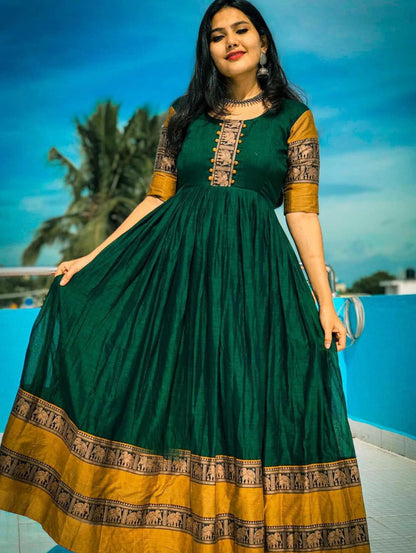Green Narayanpet gown