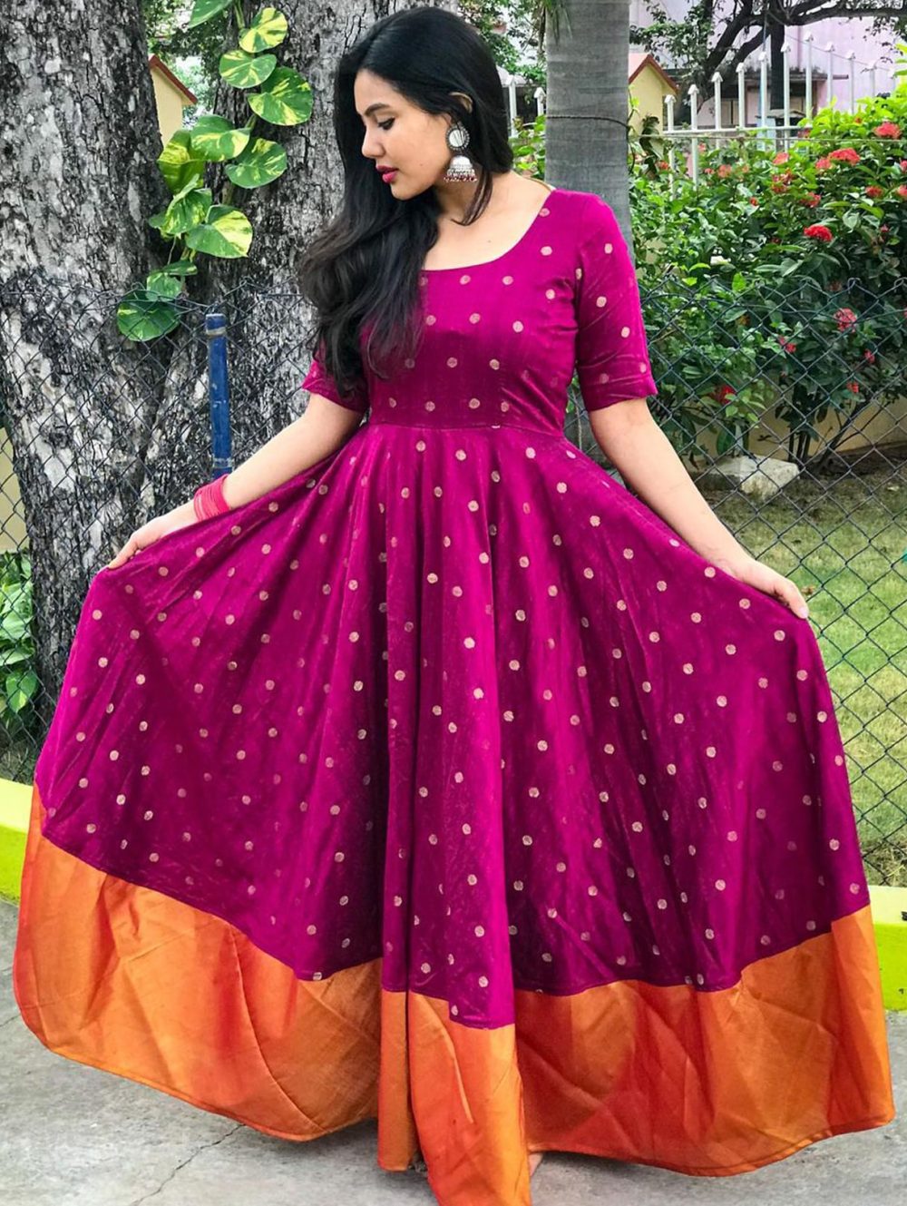 Magenta dupion silk dress